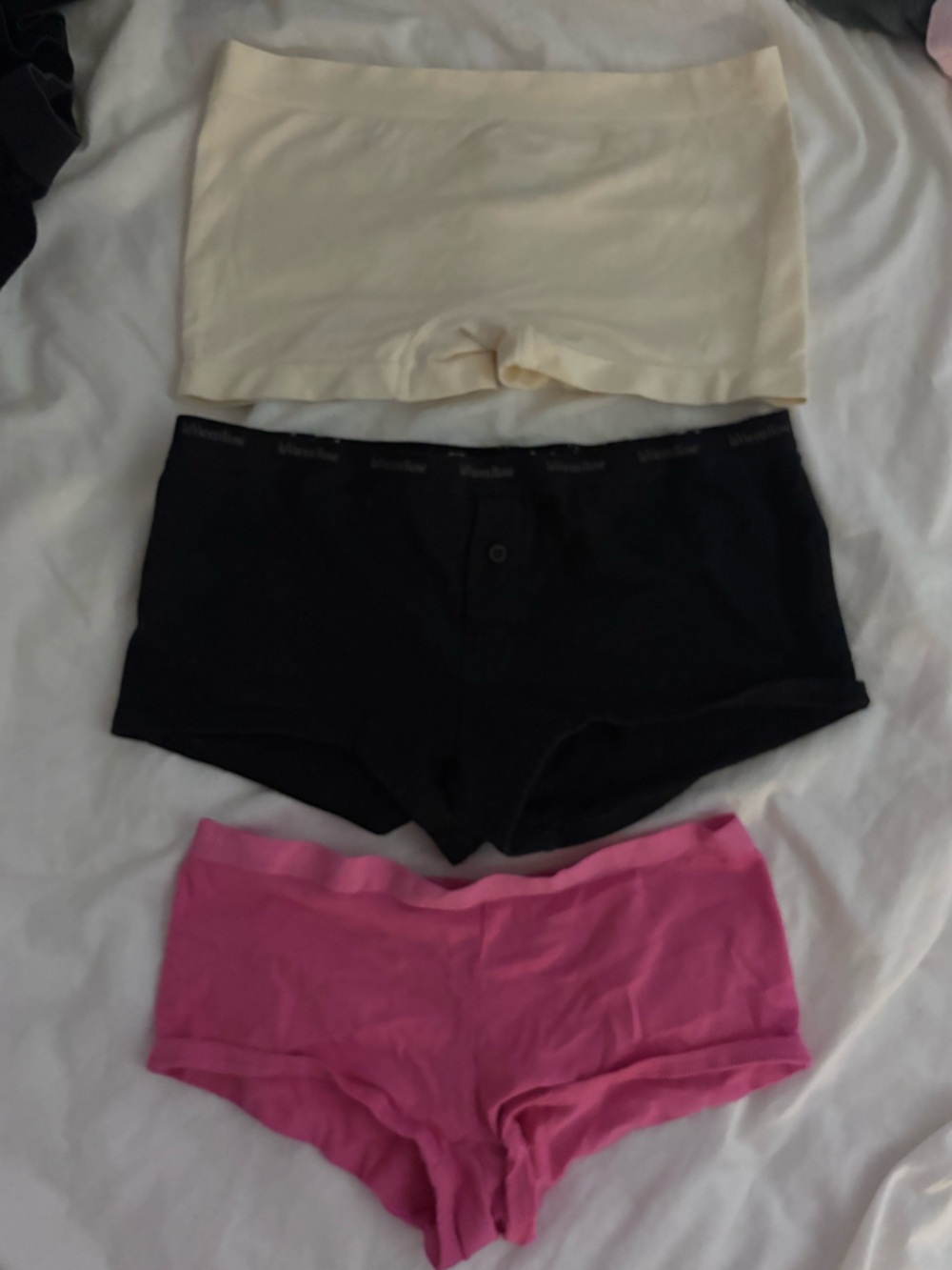 BUNDLE Juicy Couture Women's Trio of Boyshorts in Black, Pink, Cream
